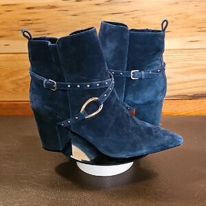 White House Black Market Navy Blue Heeled Boots
